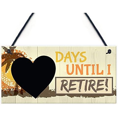 Hty Days Until I Retire Chalkboard Countdown Hanging Plaque Funny Novelty Retirement Gift Sign Grandma Grandad 10" X 5"（25x12.5 cm） Cover