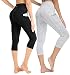 LifeSky Damen-Yoga-Leggings: hohe Taille, Bauchkontrolle, Yogahose, Kniebeugenfest, Workout, Fitnessstudio, Laufen, Training, Arbeit, Fitness, Capris schwarz + grau weiß, Mittel