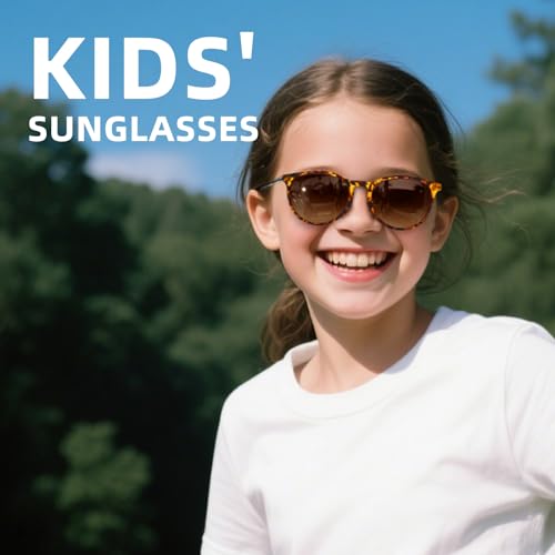 SUNGAIT Kids Polarized Sunglasses Vintage Round Children Shades for Girls & Boys 5-12 UV400 Protection2