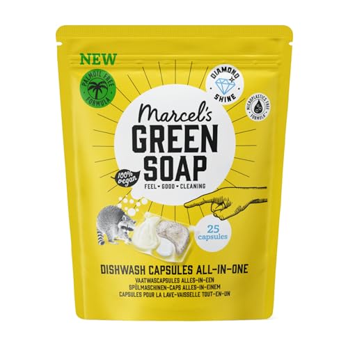 Marcel's Green Soap - All-in-One-Spülmaschinenkapseln - Geschirrspülkapseln - Spülmaschine - Mikroplastikfreie Formel - Vegan - EU Ecolabel zertifiziert - 25 Stück