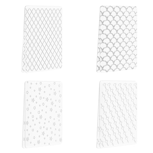 KeaJuidy 4 Pièces Classeur de Gaufrage Modèle de Dossiers de Gaufrage en Plastique Embossing Folders Motifs Différents Dossier de Gaufrage pour Scrapbooking...