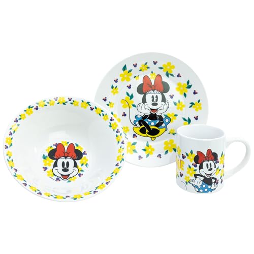 Imagen de SET MERIENDA CERAMICA  EN CAJA DE REGALO 3 PCS MINNIE SUNSHINE