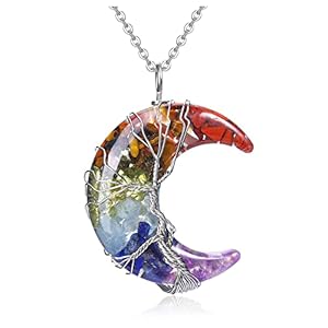 CrystalTears Crystal Moon Necklace for Women Natural Healing Crystal Gemstone Pendant Necklace Adjustable Quartz Crystal Stone Necklace Crystal Jewellry Gift for Women Mum Wife Mothers Day