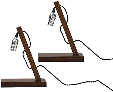 YUENSLIGHTINGLoft Retro Wood E27 Edison Table Lamp Cafe Home Bar Decoration Without Bulb Pack of 2