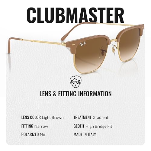 Image of Ray-Ban RB4416 NEW CLUBMASTER Square-Round Shaped Sunglasses for Men & Women with Official RAYBAN Eyewear Kit