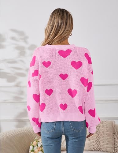Image of Libsorge Womens Valentine Heart Sweater 2026 Valentines Day Trendy Cute Oversized Long Sleeve Pullover Sweaters