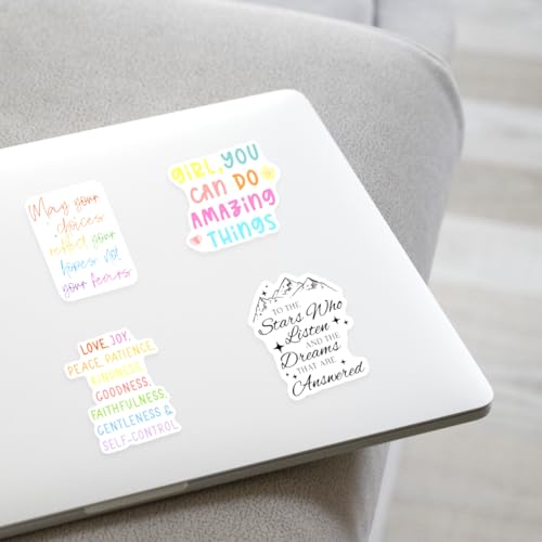 Image of Motivational Faith Quote Vinyl Stickers Pack 9Pcs Uplifting Christian Bible Verses and Inspirational Sayings for Laptop Water Bottle Notebook Phone Journaling