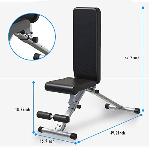 FEILA Adjustable Folding Fitness Barbell Rack and Weight Bench Weight Bench with Upgraded Wider Backrest Seat InclineDecline Exercise Workout Bench for Home Gym, Strength Training Full Body Workout