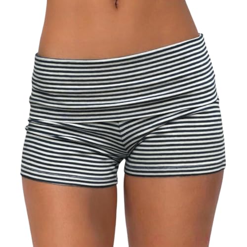 Image of Women Fold Over Mini Shorts Y2K Lounge Pajama Bottoms Low Rise Booty Shorts