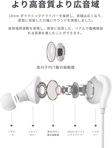 有線イヤホン ノイズキャンセリング【2026 MFi認証品】 有線イヤホン 3.5mmジャック HiFi音質 音量調整 重低音 遅延なし リモコン付き クリア通話 雑音なし 快適な装着感 人間工学 絡み防止 3.5mmインターフェース機器に対応できます 商品画像4