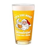 Funny Christmas Beer Glass for Men Women, 16 oz Holiday Glass Drinking Cups, White Elephant Gifts for Dad Husband Son Grandpa, Christmas Glass Cup Party Supplies Table Decor Stocking Stuffers