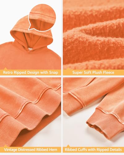 YND Mens Oversized Acid Wash Hoodie, Heavyweight Vintage Pullover for Winter, Fleece Cotton Sweatshirt, Unisex Streetwear4