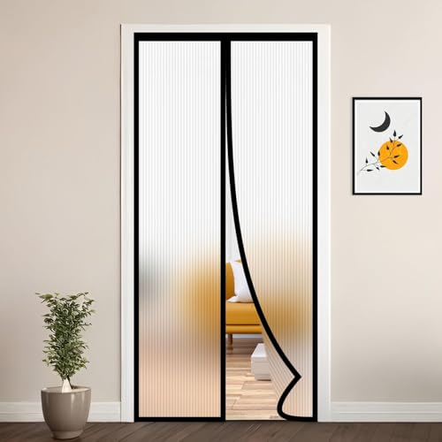 Image of LifeKrafts Customizable Magnetic AC Curtain | Thermal Screen | Insulated | Translucent and Ribbed Design | Insect Screen, Pest Control, Privacy Screen and Dust Control, Upto Maximum 220x120cm