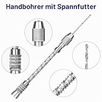 Linkstyle 21Stück Handbohrer Bit Set,Pin Vise Handbohr Mit,Turbo Doppelfutter HSS Mikrobohrer,Modellbau,Schmuck – Ansicht 3