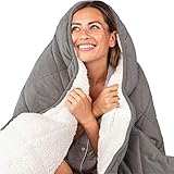 Luna Premium Sherpa Weighted Blanket Heating Blanket Heavy Sherpa Fleece Blanket | Fuzzy Blankets for Adults | 15lbs - 60' x 80' [Dark Grey]