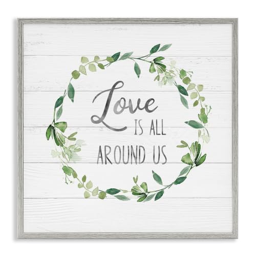 Love All Around Us Typography, 17 x 17 Inch Framed Giclée Print