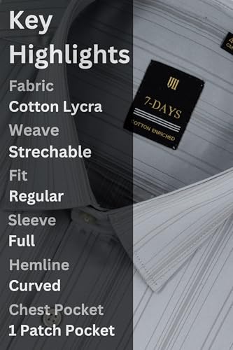 Image of 7-DAYS Premium Men's Formal Shirts - Cotton, Self-Design, Full Sleeve, Regular Fit, with Pocket, Stylish Office Shirts for Men