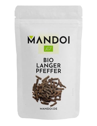 Mandoi Bio Langer Pfeffer 50g, Langkorn Pfeffer aus biologischem Anbau Java Indonesien. Langpfeffer