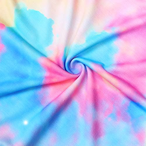 Image of JESKIDS Girls Short Sleeve Shirts Ruffle Tie Front Unicorn /Tie Dye Print Summer Tee Tank Tops 3-11 Years