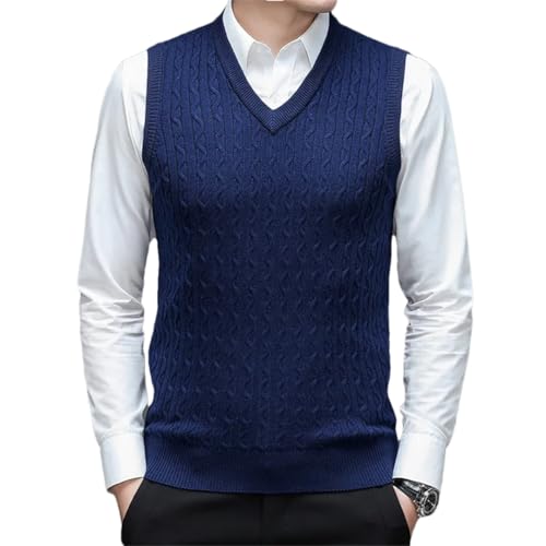 Men Knitted Sweater Business Regular Fit Vest Pullover Men Wool Solid Color Sleeveless V-Neck Men Clothing