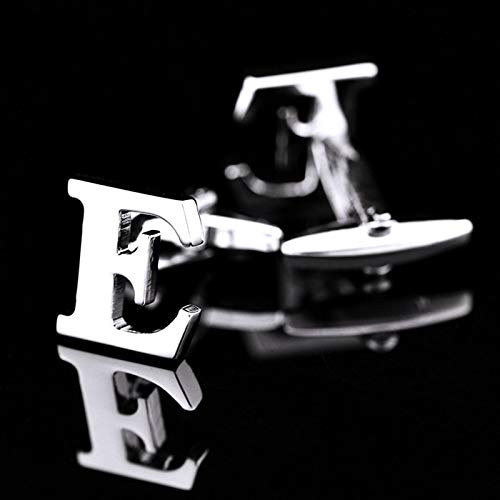 Mancuernillas para hombre KnBoB letra E plata con caja miniatura 3