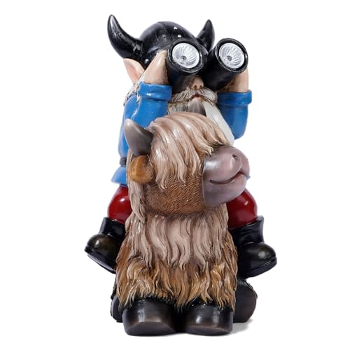 Garden-Gnome-Statues-Resin-Gnome-Sitting-on-Highland-Cow-Solar-Lights-Outdoor-Telescope-Gnome-Gifts-for-Yard-Patio-Decor-Cow-Gnome