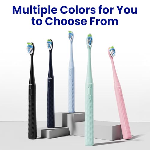 Image of 7AM2M Sonic Travel Electric Toothbrush for Adults & Kids, Travel Case&2 Brush Heads, Battery Powered Sonic Toothbrush, Compact Design for Daily /Travel Use-Blue
