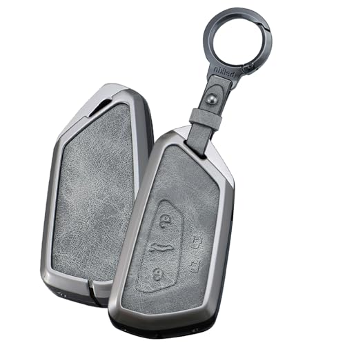 Boîtier de clé Golf 8 anti-choc et rayures protection cuir gris pour Seat et ID4