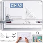 Gekufa A3 Drawing Board with Portable Bag, 51 x 37 CM Multi-function Technical Drafting Tbles with Parallel Motion and Adjustable Angle Accessories for Architects Engineers