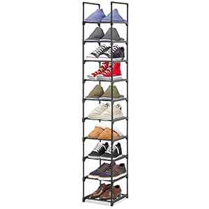 Schuhregal mit 10 Ebenen, Schmal Schuhablage, offener Schuhschrank hoch, Shoe Rack, Verstellbarer Schuhständer Standregal für Flur Wohnzimmer, Schlafzimmer, Eingangsbereich, Flur, Badezimmer