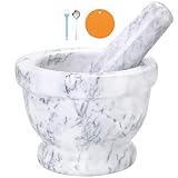 SIPARUI Mortar and Pestle Marble Set for Spices Pestos Seasonings Pastes Guacamole Herb Bowl 2Cup Ea