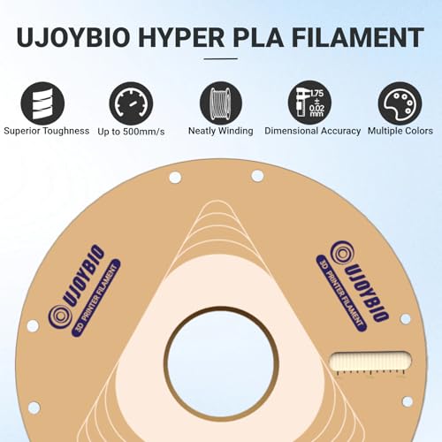 UJOYBIO PLA Plus (PLA+) 3D Printer Filament 1.75mm, High Toughness & Strength PLA PRO Dimensional Accuracy +/- 0.02mm, 500 mm/s High Speed Hyper Filament, Neatly Wound Cardboard Spool, 1kg Cream White