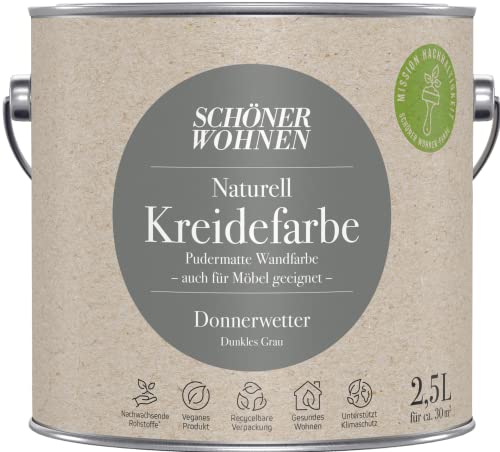 2,5L Schöner Wohnen Naturell Kreidefarbe Donnerwetter, Dunkles Grau