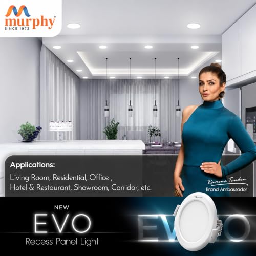 Image of Murphy EVO 5W Round LED Recess Panel Light | 85mm Outer Diameter, 70mm Cutout | 3000K Warm White | Shockproof PC Body | Energy Efficient | BIS Approved | 2-Year Warranty | Pack of 25