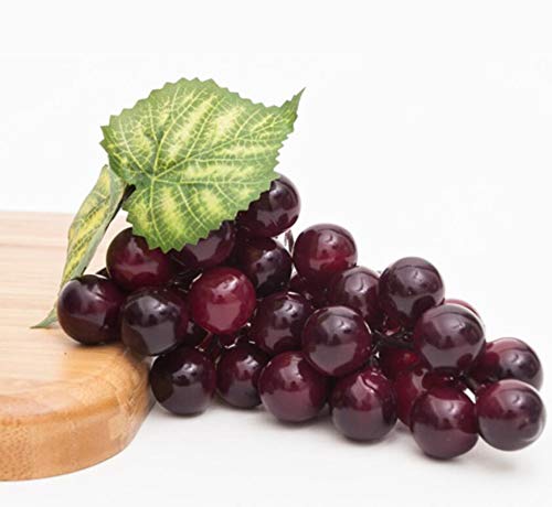 Artificial Grapes, 3 Bunches Of Fake Decorative Grapes Simulation Fruit With Artificial Vines Lifelike Leaves Hanging Ornaments For Wedding Home Party Garden Wall Fruit Wine Decor #TOP3