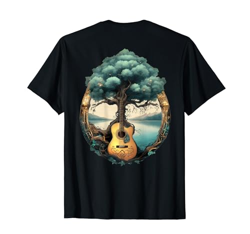 ON BACK Guitar Lake Reflection Tree Band Tee Gitarrist T-Shirt