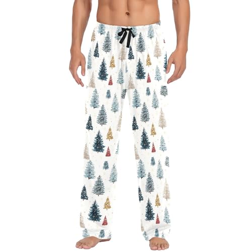 Christmas Trees Men's Pajamas Pants Cotton Sleep Bottoms Pants Lounge Sleepwear - S2