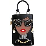 Novelty Unique 3D Lady Face PU Leather Top Handle Satchel Handbags for Women Funky Tote Purse Hobo Crossbody Shoulder bags (Pearl Black)