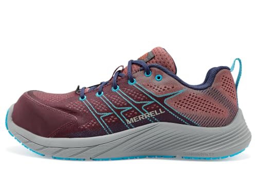 Image of Merrell Moab Flight CF /Aragon, Women's, Red /Gray, Comp Toe, EH, Slip Resistant, Low Athletic, Work Shoe (6.0 M)