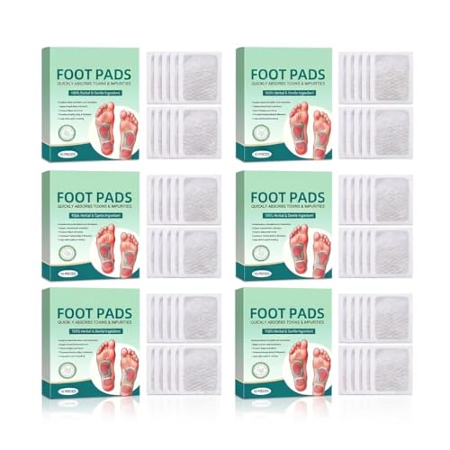 Image of PELIRONE Herbal and Gentle Ingredient Foot Pads (Pack Of 6 x 10 Pieces) with Bamboo Vinegar, Natural Ingredients for Sleep Aid, Pain Relief, Toxin Removal Detoxification, Gray
