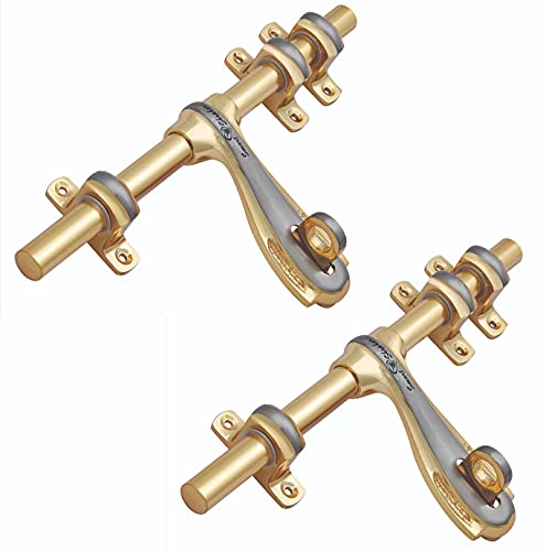 Image of Smart Shophar Iceco Brass Aldrop - Modern Sleek Design - Premium Fixture - Home Security - Heavy-Duty - Bathroom Door Lock - Pack of 2 - Gold Silver - 8 Inches
