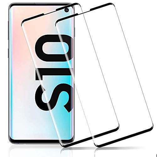 Flysee Verre Trempé pour Samsung S10, [2 Pièces] Protection écran pour Samsung Galaxy S10 [Couverture 3D, Anti Rayures, 9H Dureté, Sans Bulles, Installation Facile, Haute Sensibilité]