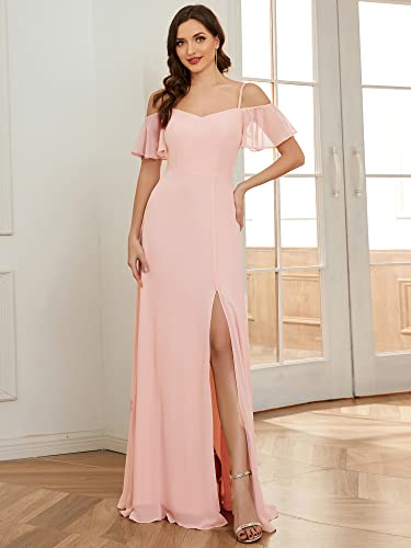 Image of Ever-Pretty Women's Formal Dresses Off Shoulder Short Sleeve Split A-Line Floor Length Bridesmaid Dresses 0237
