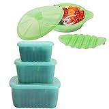 EuChoiz 3-Piece Silicone Food Containers Reusable Storage Box Bento.Microwave Steamer Cooker Collaps