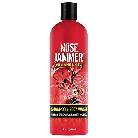 Nose Jammer Scent Eliminator Shampoo & Body Wash for Hunting Accessories ,12 oz, Unscented, Organic, Free from Sulfate , Paraben & Dye, Moisturizes and Refreshes Cover
