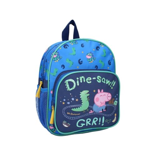 mybagstory - Mochila para niño Peppa Pig azul para niño - Escuela - Guardería - Guardería - Mochila para niño - Talla 29 cm - Tirantes ajustables - Idea de regalo, Peppa Pig - Azul, Enfant