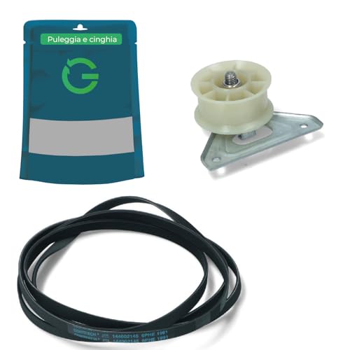 G GRIMALDI Kit Cinghia + Puleggia Tendicinghia per Asciugatrici Compatibile con Indesit Ariston Hotpoint – Ricambio per Trasmissione Tamburo Asciugatrice