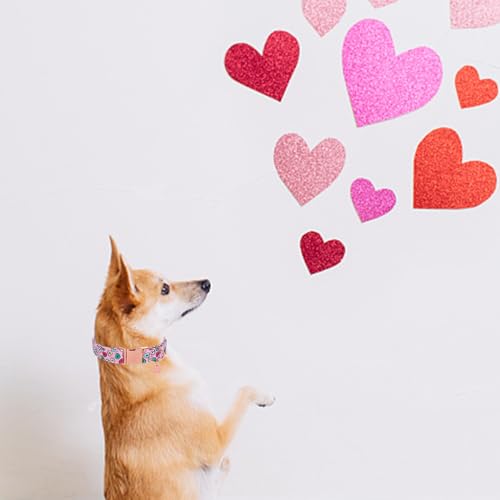 Image of Valentine's Dog Collar, Heart Dog Collar for Small Medium Large Girl Boy Dogs or Cats, Wedding Dog Collar Match Dog Leash, Pet Collar with Metal Buckle, S