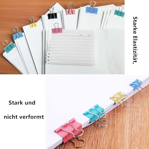 TMJFHAO 110 Stück Metall Büroklammern groß 4 Größen Farbige Papierklammern 32mm,25mm,19mm,15mm Foldback Klammern Vielzweckklammern
