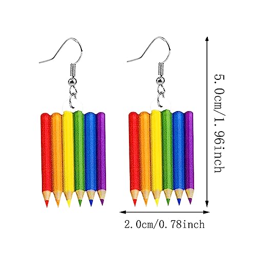 Funny Cute Weird Rainbow Earrings Creative Rainbow Love Heart Butterfly Sunflower Pencil Acrylic Dangle Earrings Lightweight Summer Ice cream Mushroom Frog Colorful Earrings for Women Jewelry Gifts2